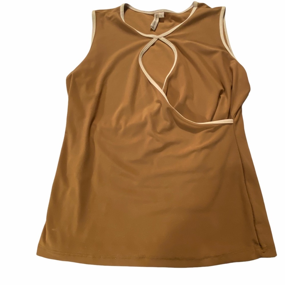Susan Lawrence Key Hole Tank Tan Sz Large